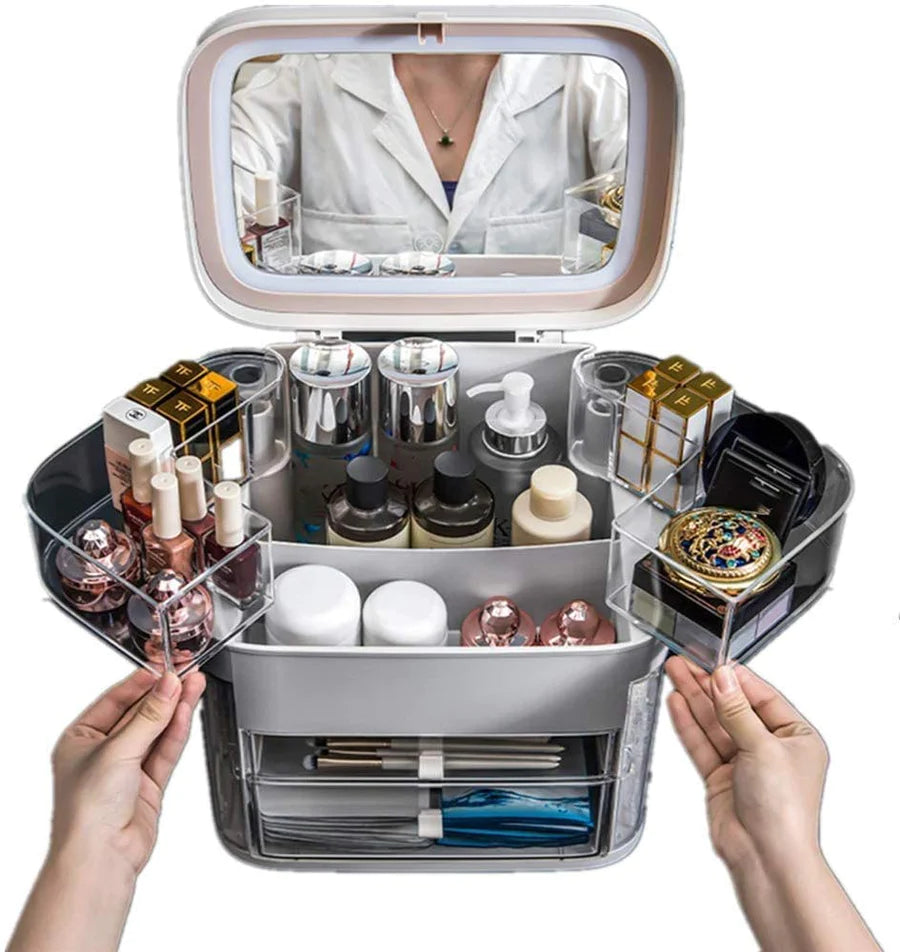 LED Mirror Cosmetic Storage Box – Stylish Makeup Organizer for Women in UAE Shop N Cart
