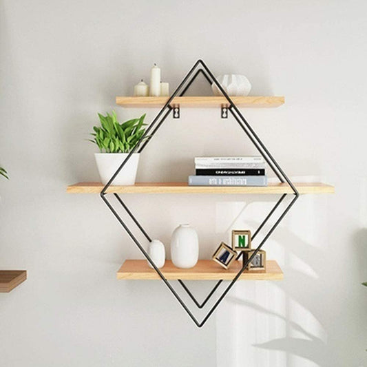 Iron & Wooden Wall-Mounted Book Storage Rack – Stylish Storage Solution for Your Home Shop N Cart
