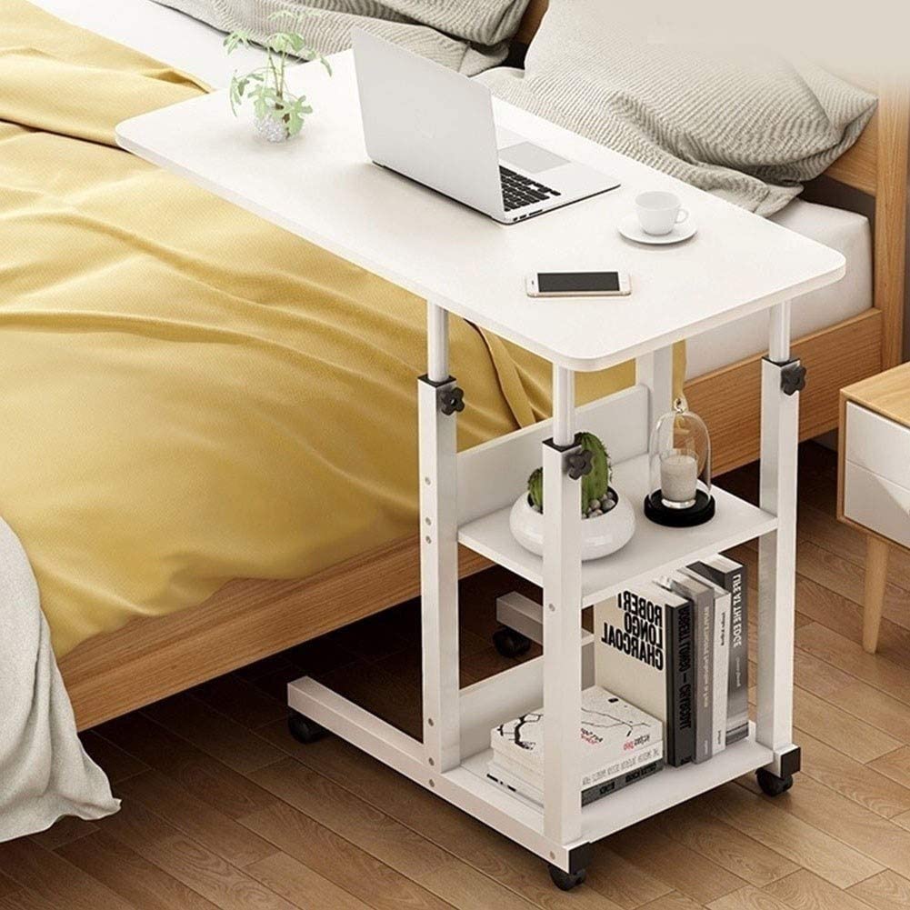 Over-Bed Laptop Table with Adjustable Height & Double Shelves - Perfect for UAE Homes Shop N Cart