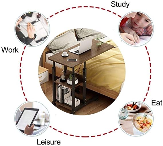 Over-Bed Laptop Table with Adjustable Height & Double Shelves - Perfect for UAE Homes Shop N Cart