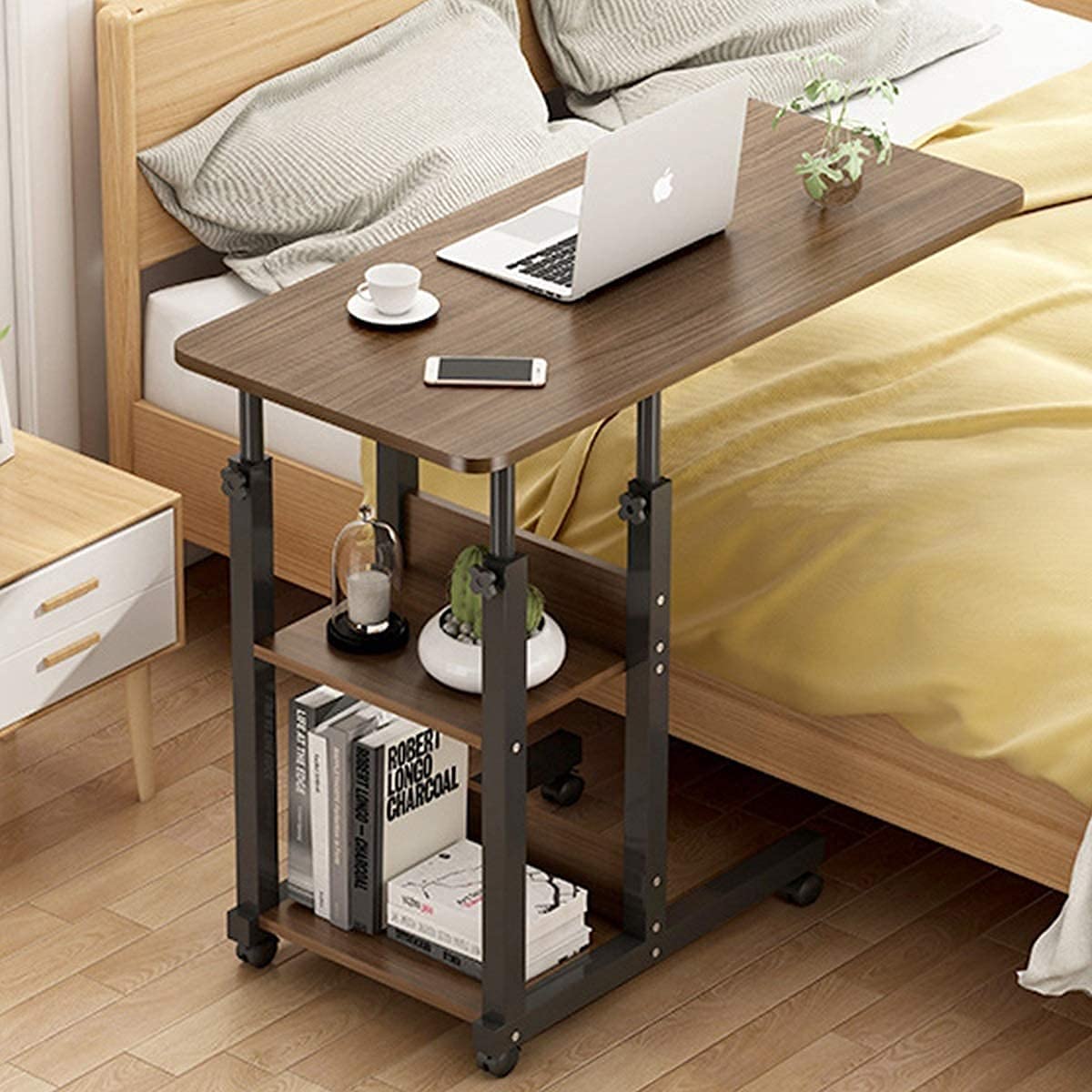 Over-Bed Laptop Table with Adjustable Height & Double Shelves - Perfect for UAE Homes Shop N Cart