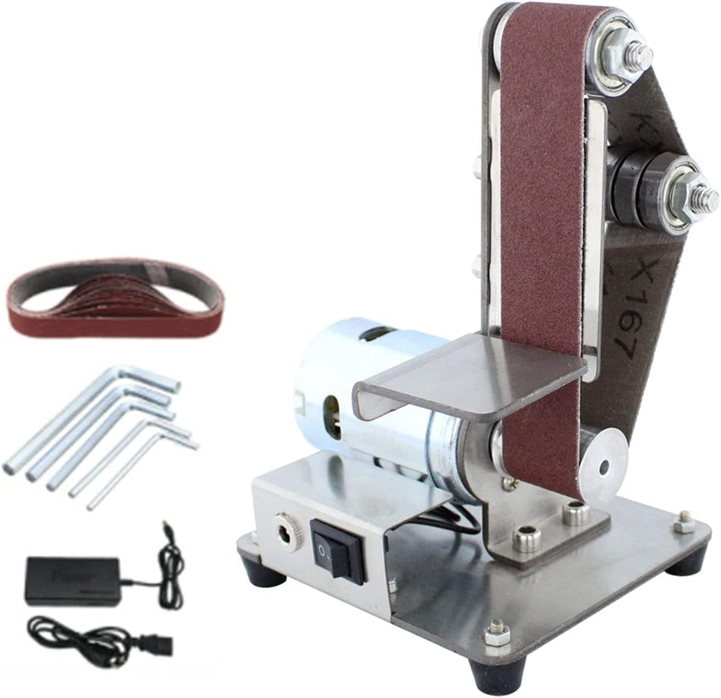 Belt Sander, Multifunctional Grinder Mini Electric Belt Sander DIY Polishing Grinding Machine with Sanding Belts, Bench Sander Electric Sander for Derusting Stripping Paint Polishing, Metal, Wood, Acrylic Polished 110 240V Shop N Cart