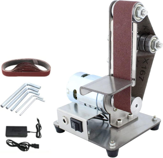 Belt Sander, Multifunctional Grinder Mini Electric Belt Sander DIY Polishing Grinding Machine with Sanding Belts, Bench Sander Electric Sander for Derusting Stripping Paint Polishing, Metal, Wood, Acrylic Polished 110 240V Shop N Cart