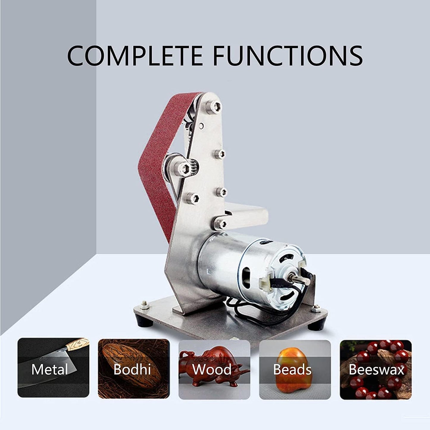 Belt Sander, Multifunctional Grinder Mini Electric Belt Sander DIY Polishing Grinding Machine with Sanding Belts, Bench Sander Electric Sander for Derusting Stripping Paint Polishing, Metal, Wood, Acrylic Polished 110 240V Shop N Cart